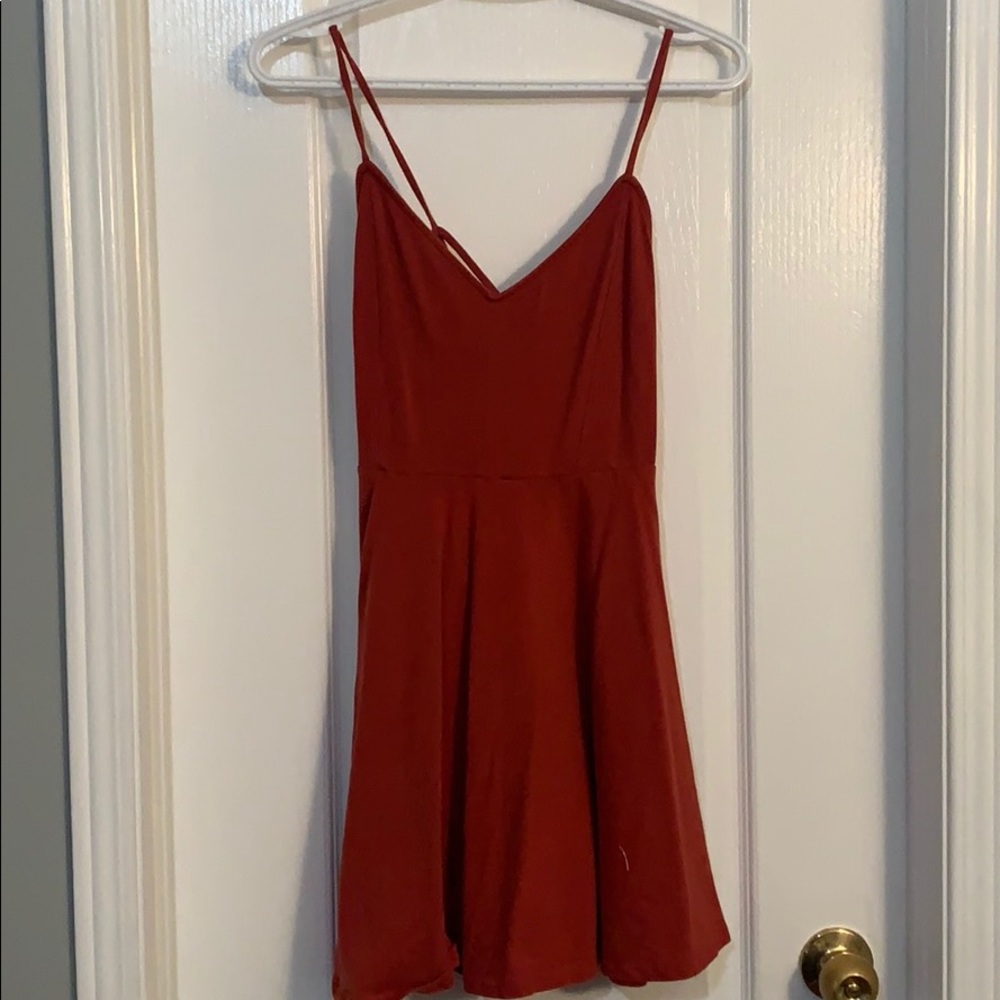 Rust Fit and Flare Mini Dress